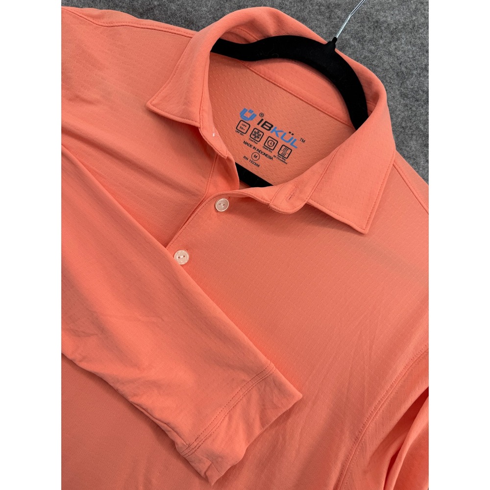 IBKÜL Polo Shirt Mens Medium Orange Excellent UPF 50+ Long Sleeve Athletic